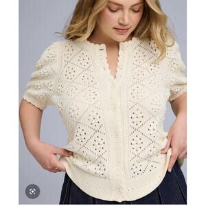 Torrid Belle Isle Scallop Edge Cardigan 4 4X 26 Cottagecore Bobble Knit Cream